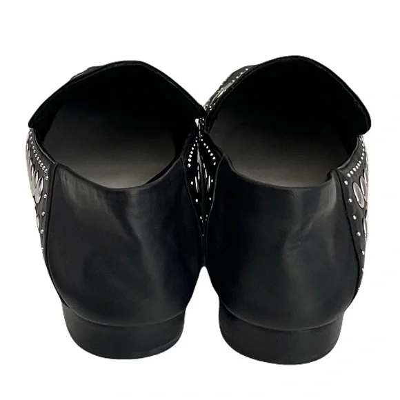 1. State Black Leather ‘Flintia’ Silver Studded Convertible Flats, Size 7.5